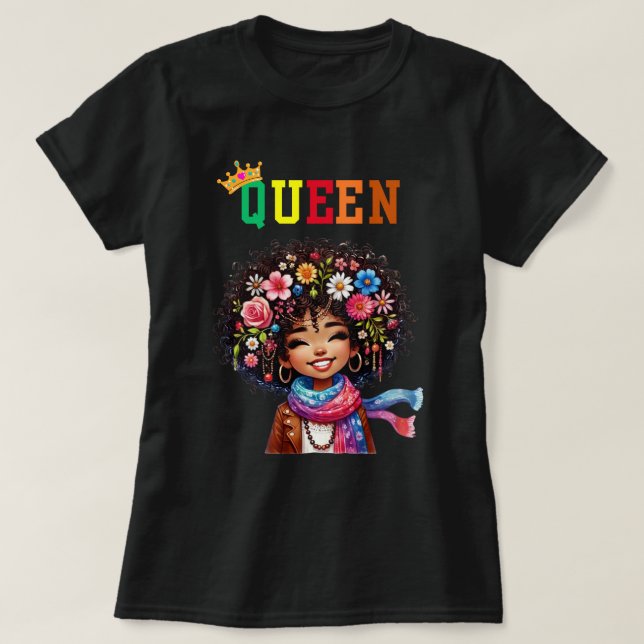 Camiseta Rainha Nubiana: Camisa-T das Mulheres Breezy (Frente do Design)