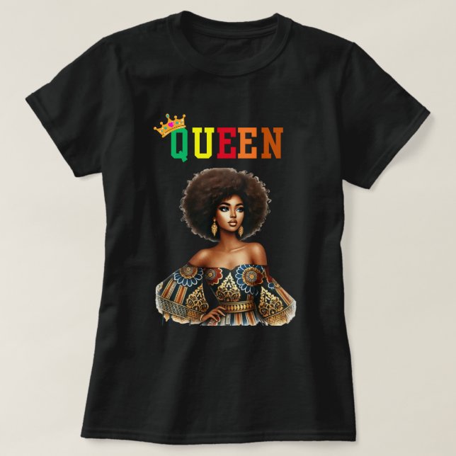 Camiseta Rainha Nubiana: Camisa-T das Mulheres Clássicas (Frente do Design)