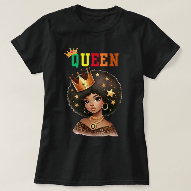 Camiseta Rainha Nubiana: Camisa-T das Mulheres de Royalty (Frente do Design)