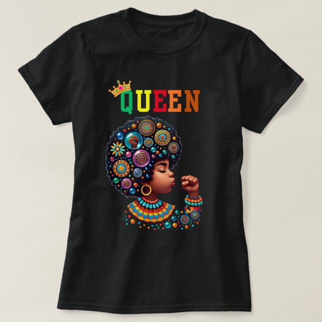Camiseta Rainha Nubiana: Camisa-T das Mulheres Nititas (Frente do Design)