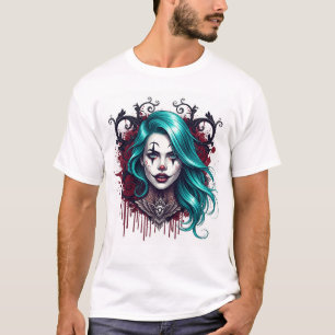Camiseta Rainha Palhaço de Cabelo Ciano - Gráfico Chic Assu