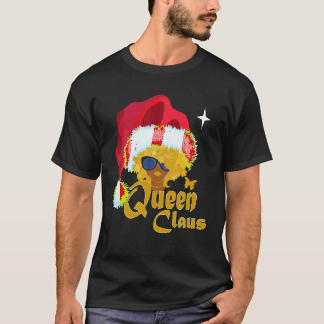 Camiseta Rainha Papai noel Natal afro-americano para Mulher (Frente)