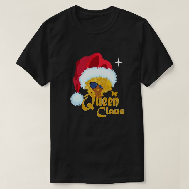 Camiseta Rainha Papai noel Natal afro-americano para Mulher (Frente do Design)