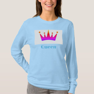 Camiseta Rainha Personalizada Imagem Coroa Azul Leve Largur