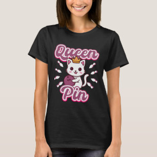Camiseta Rainha Pin Mulheres Meninas Boliche Gato