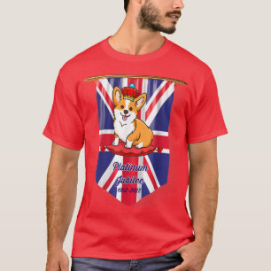 Camiseta Rainha Platinum Jubilee Corgi Falg Com Coroa D