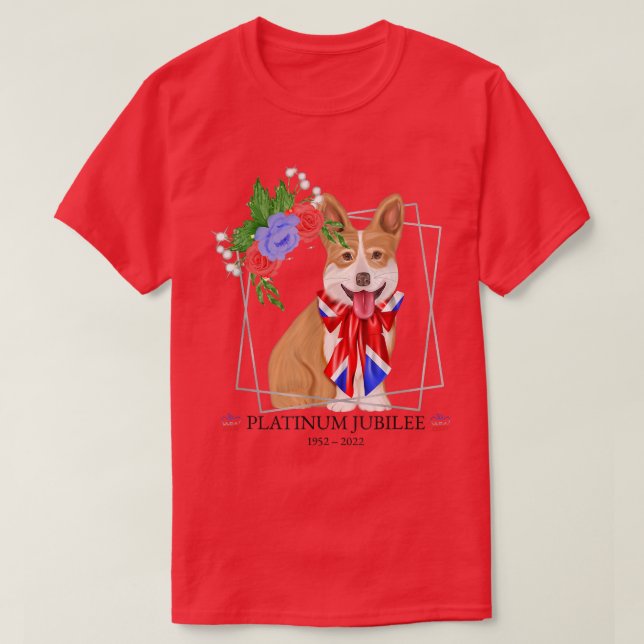 Camiseta Rainha Platinum Jubilee CorgiQueens Jubilee (Frente do Design)