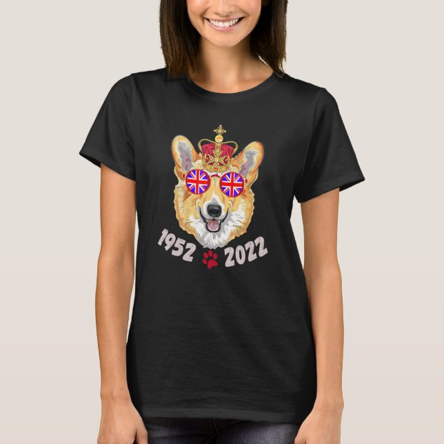 Camiseta Rainha Platinum Jubilee T Queen's Royal Corgi Sung (Frente)