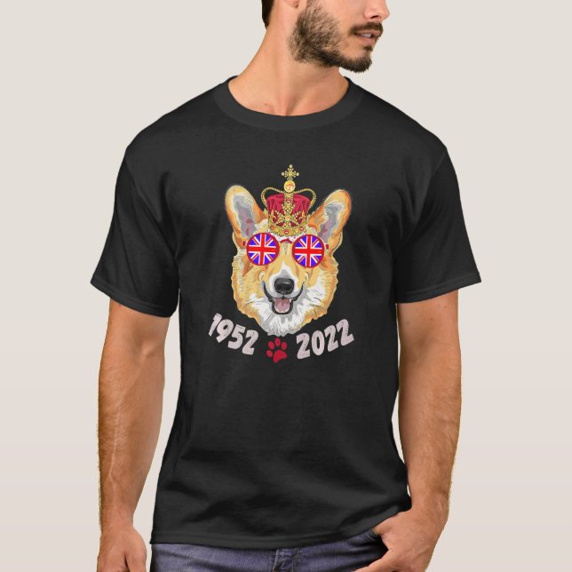 Camiseta Rainha Platinum Jubilee T Queen's Royal Corgi Sung (Frente)