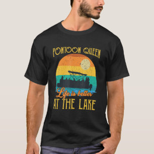 Camiseta Rainha Pontoon No Lago Diversão Boat Pontooning