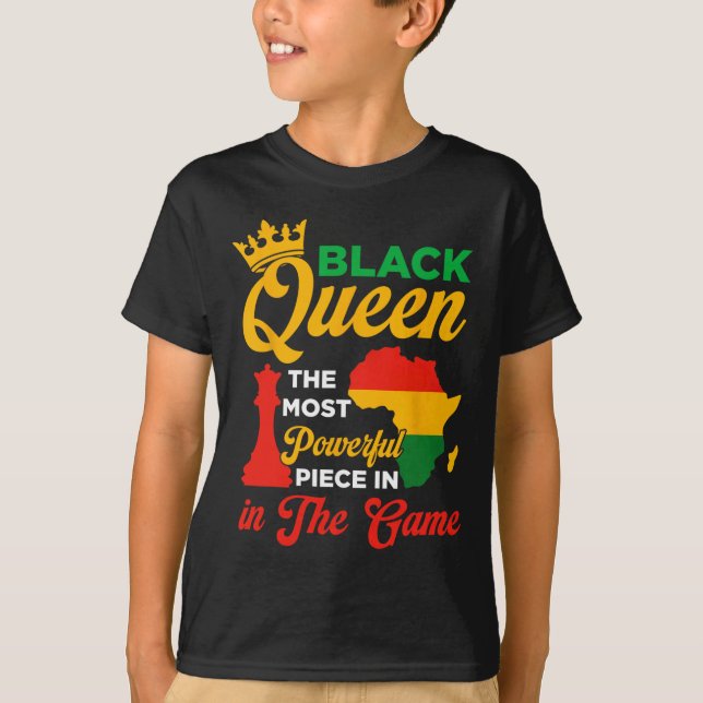 Camiseta Rainha Preta Xadrez Peça Poderosa No Jogo Junet (Frente)