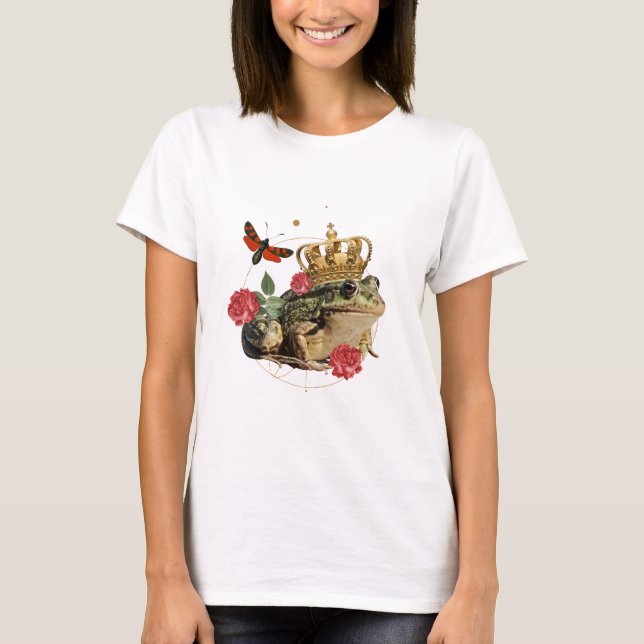 Camiseta Rainha Sapo com Coroa de Ouro - Anfíbios Engraçado (Frente)