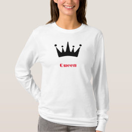 Camiseta Rainha Texto Personalizado Imagem Branca Longa Fol