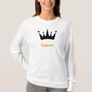 Camiseta Rainha Texto Personalizado Imagem Branca Longa Fol
