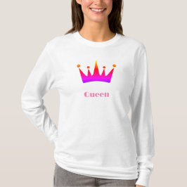 Camiseta Rainha Texto Personalizado Imagem Branca Longa Fol