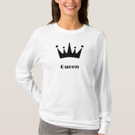 Camiseta Rainha Texto Personalizado Imagem Branca Longa Fol