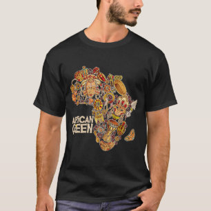 Camiseta Rainha Tribal Impressão e Kente Impressão ou Hist