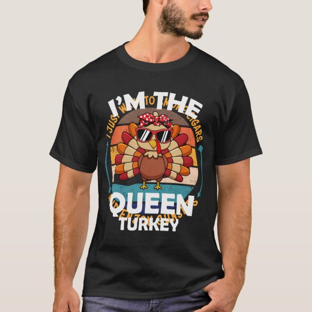 Camiseta Rainha Turquia Grupo Familiar de Ação de Graças Pa (Frente)