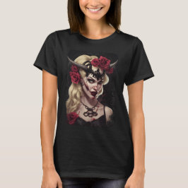 Camiseta Rainha Vampira Gótica | Chifres Fantasia