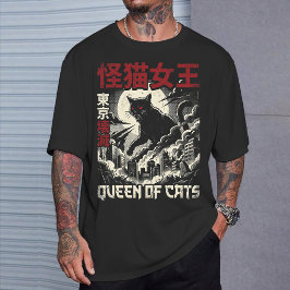 Camiseta Rainha Vintage dos Gatos Preto Monstro Gato Japão