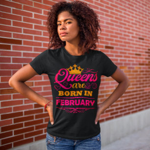 Camiseta Rainhas Nascem Em Fevereiro Falso Brilho Aniversár