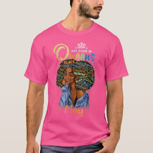 Camiseta Rainhas Nasceres Em Maio Menina Negra Taurus Gemin