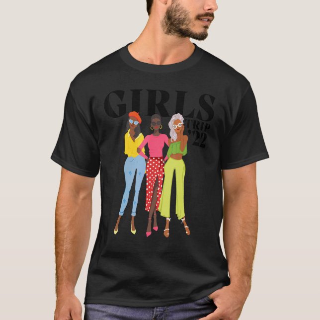 Camiseta Rainhas Negras Viajam Afro Mulheres Férias de Verã (Frente)