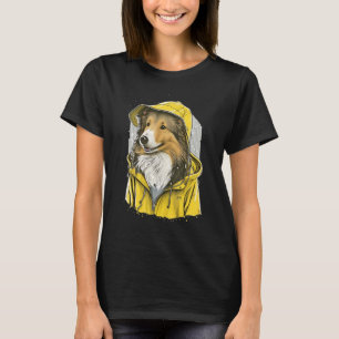 Camiseta Rainy Shetland Sheepdog em Sheltie Rain Cape