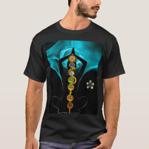 CAMISETA RAIO DE ASCLEPIUS 7 CHAKRAS, YOGA LOTUS POSE