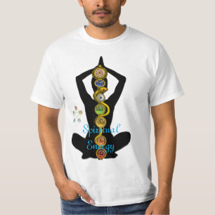 CAMISETA RAIO DE ASCLEPIUS 7 CHAKRAS, YOGA LOTUS POSE