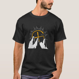Camiseta Raios de Sol Retro + Símbolo X + Montanhas - Geoca