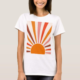 Camiseta Raios do Sol Retrospectivo Laranja Vermelho Amarel