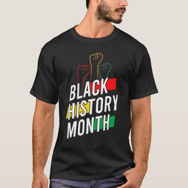 Camiseta Raise African Proud Fist Hand Black Month History  (Frente)