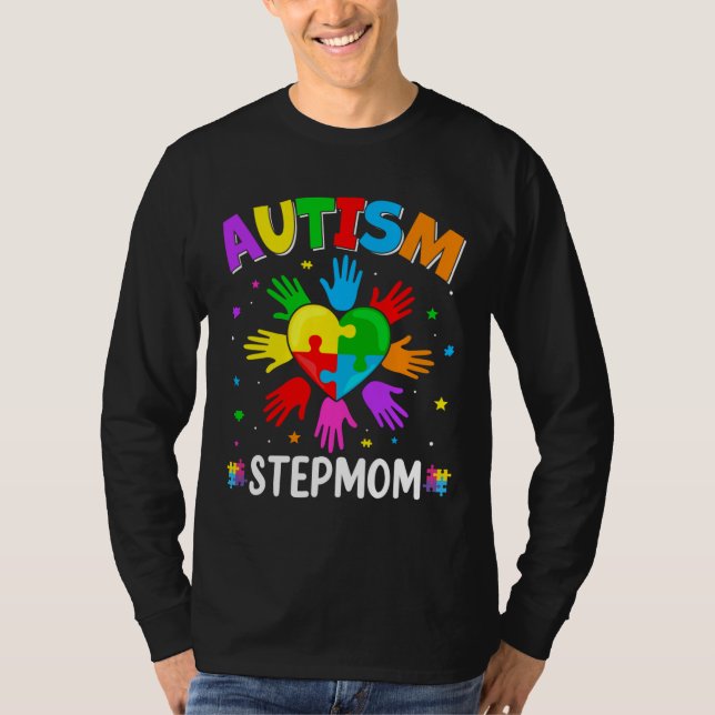 Camiseta Raise Hand Autism Awareness Stepmom Family Matchin (Frente)