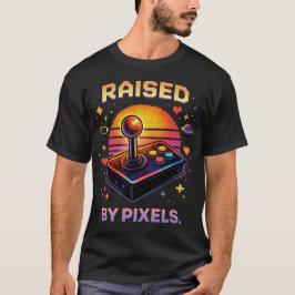 Camiseta Raised By Pixels Retro Gamer Joystick