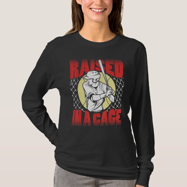 Camiseta Raised In A Cage Baseball Training Batter Catcher  (Frente)