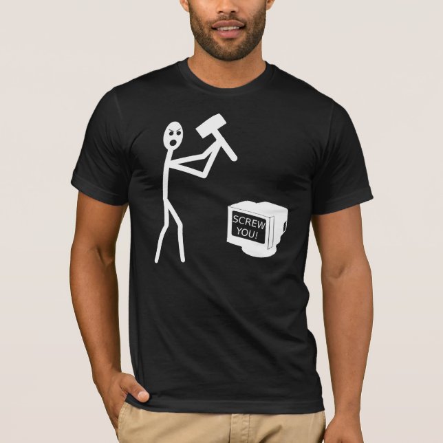 Camiseta Raiva do computador, branca (Frente)