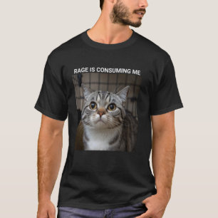 Camiseta Raiva Está Me Consumindo Meme De Gato Olhando Bobo