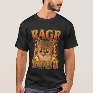 Camiseta Raiva Me Consome Divertido Bobo Meme de Gato Y2K F