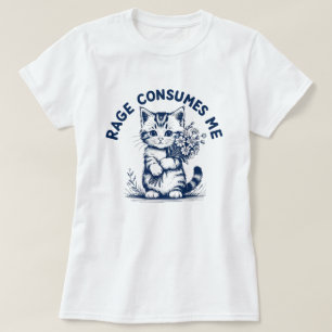 Camiseta Raiva Me Consome Gatinho Engraçado Sarcástico Flor