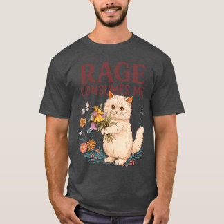 Camiseta Raiva Me Consome Gato Flor Gatinho Engraçado Mulhe