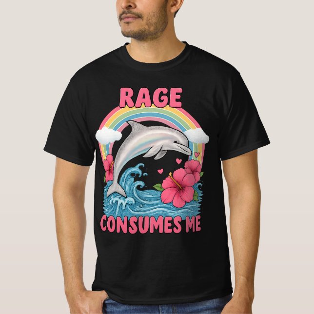 Camiseta raiva me consome golfinho meme (Frente)