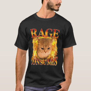 Camiseta Raiva Me Consome Meme de Gato Dito Divertido Gatos