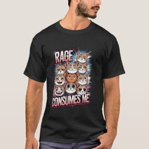 Camiseta Raiva Me Consome Rostos de Gato Humor Diversão