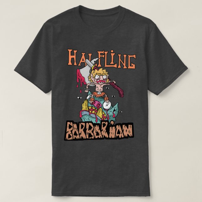 Camiseta Raiva Zangada DnD Bárbara Halfling (Frente do Design)