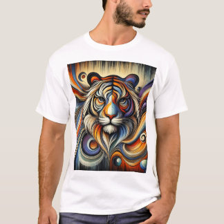 Camiseta "Raiz Majestosa: O Leão Dentro Do Caos Abstrato"