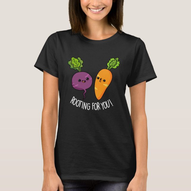 Camiseta Raiz Para Você Engraçado Veggie Pun Dark BG (Frente)