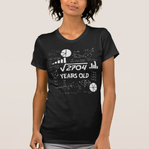 Camiseta Raiz quadrada 2704 = 52 anos de idade - aniversár