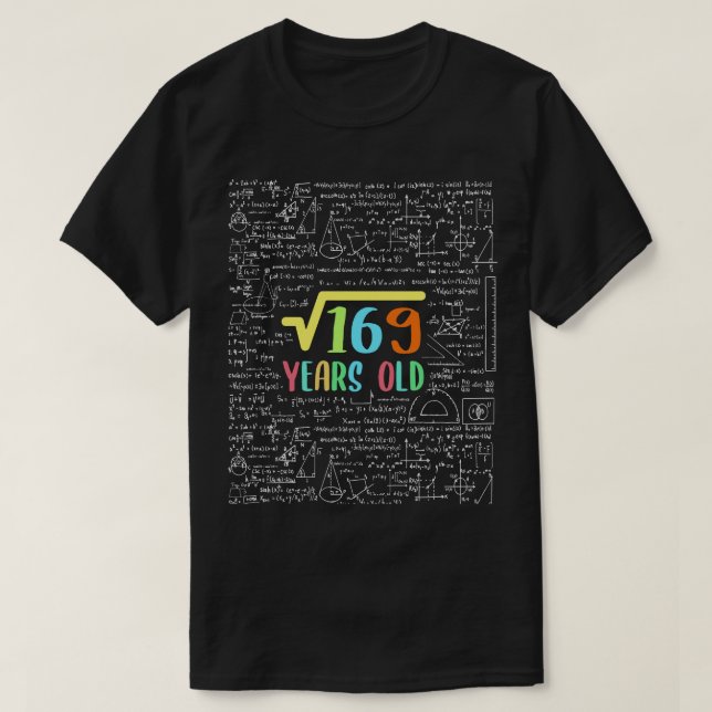 Camiseta Raiz Quadrada de 169 13 de Aniversário (Frente do Design)