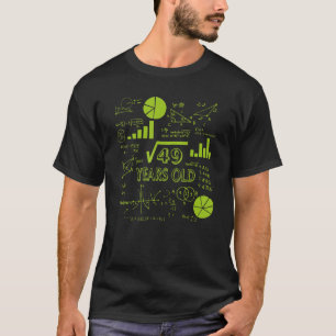 Camiseta Raiz Quadrada De 49 Aniversário De 7 Anos 7 Anos D